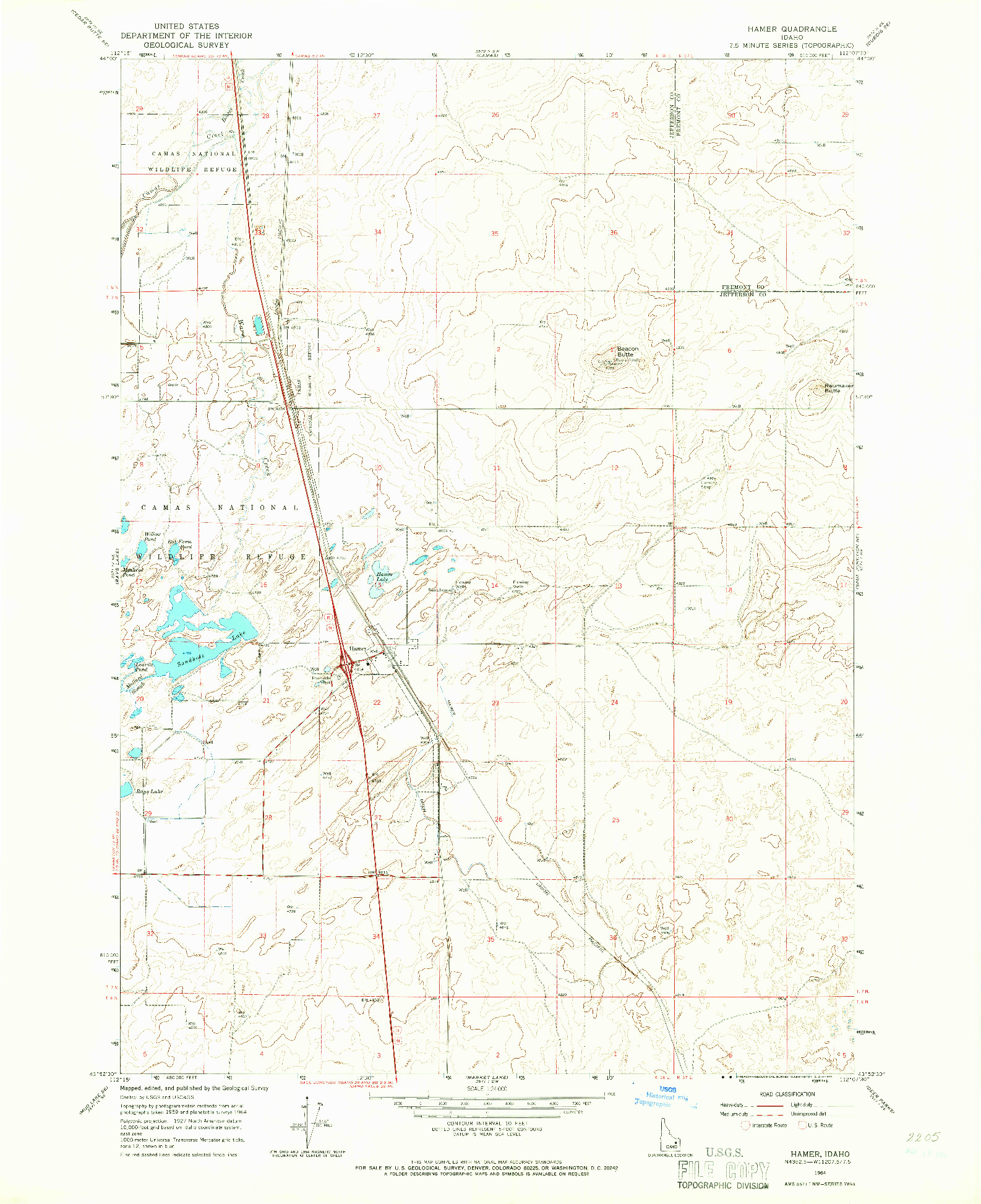 USGS 1:24000-SCALE QUADRANGLE FOR HAMER, ID 1964