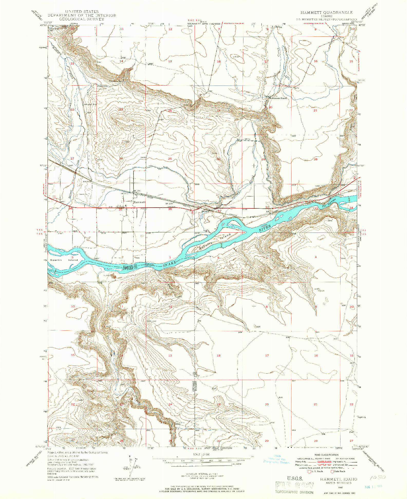 USGS 1:24000-SCALE QUADRANGLE FOR HAMMETT, ID 1947