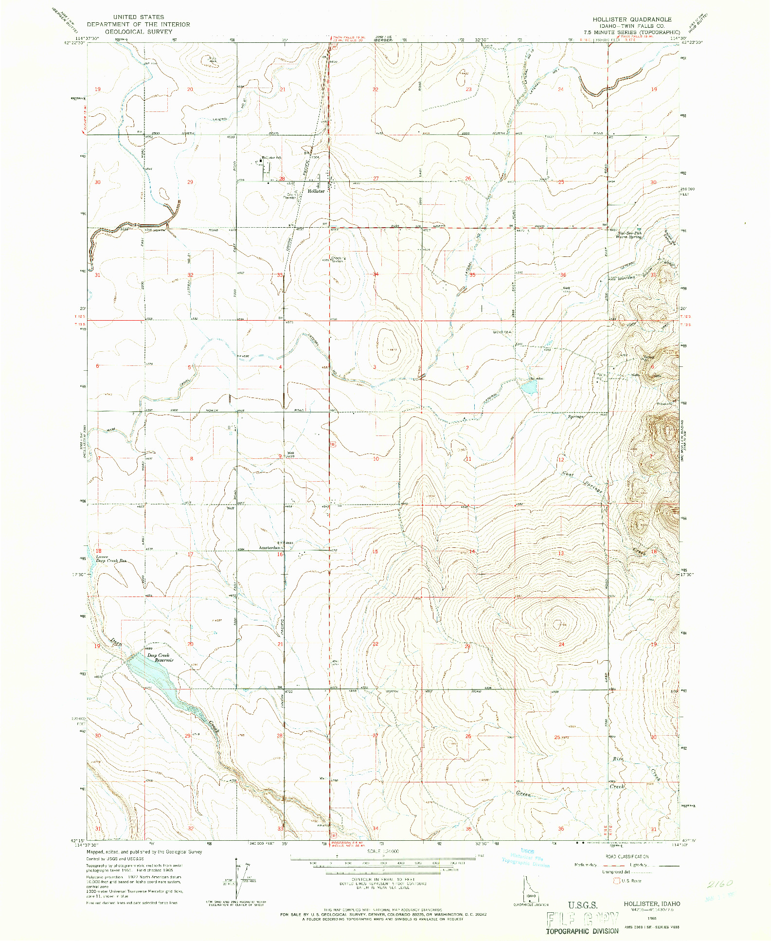 USGS 1:24000-SCALE QUADRANGLE FOR HOLLISTER, ID 1965