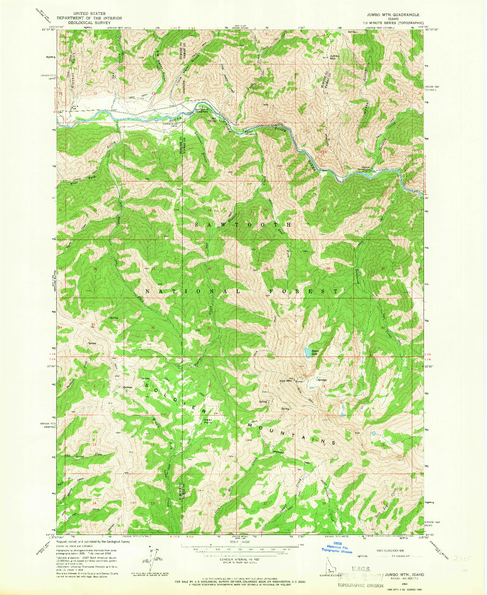 USGS 1:24000-SCALE QUADRANGLE FOR JUMBO MTN, ID 1964