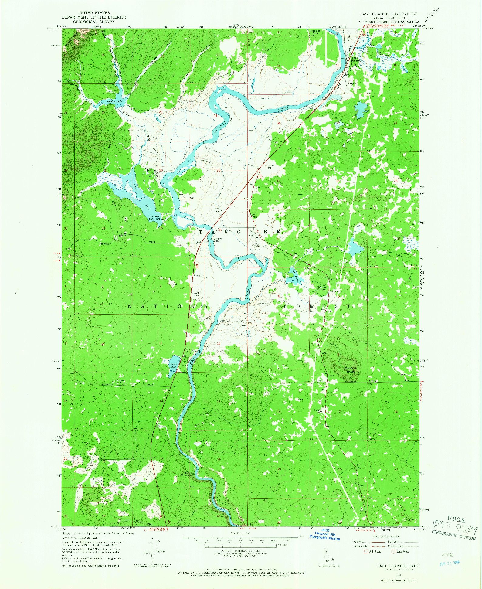 USGS 1:24000-SCALE QUADRANGLE FOR LAST CHANCE, ID 1964