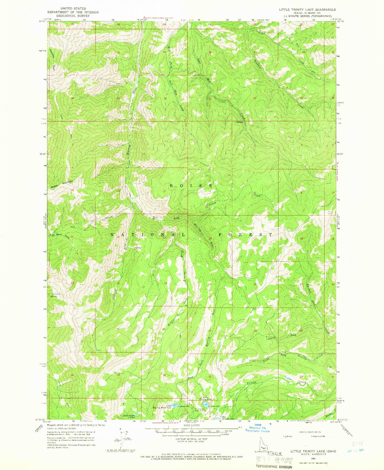 USGS 1:24000-SCALE QUADRANGLE FOR LITTLE TRINITY LAKE, ID 1964