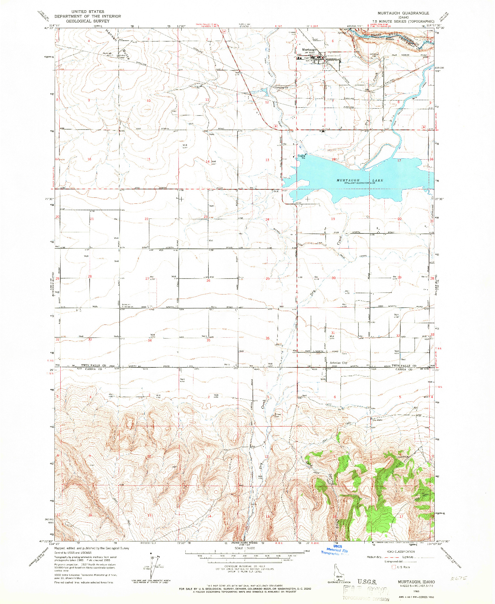 USGS 1:24000-SCALE QUADRANGLE FOR MURTAUGH, ID 1965