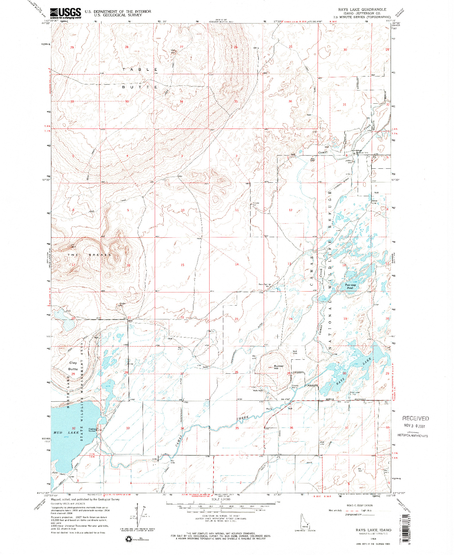 USGS 1:24000-SCALE QUADRANGLE FOR RAYS LAKE, ID 1964