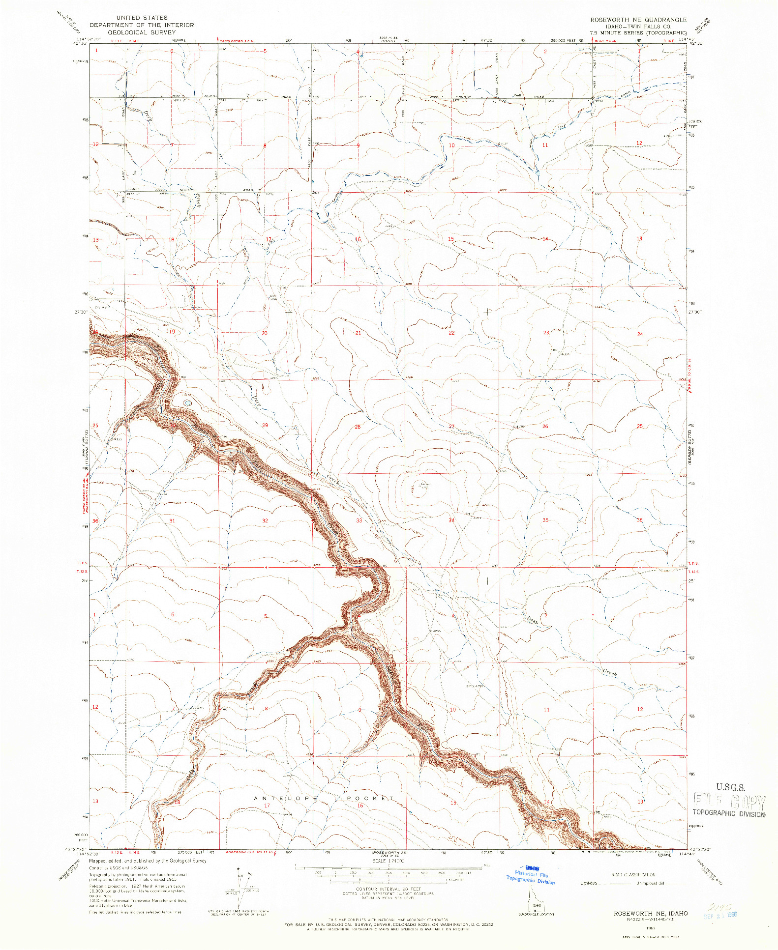 USGS 1:24000-SCALE QUADRANGLE FOR ROSEWORTH NE, ID 1965