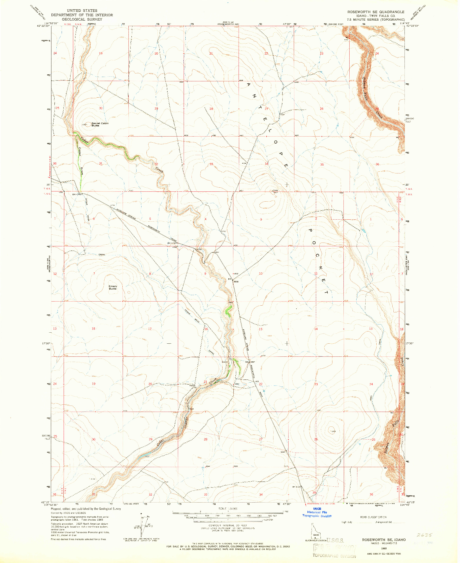 USGS 1:24000-SCALE QUADRANGLE FOR ROSEWORTH SE, ID 1965