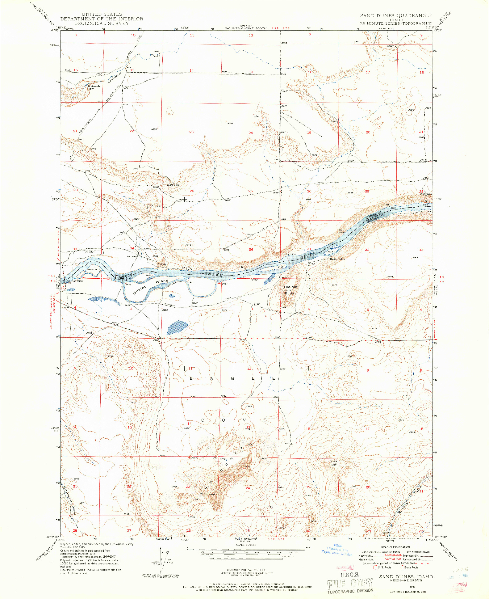 USGS 1:24000-SCALE QUADRANGLE FOR SAND DUNES, ID 1947