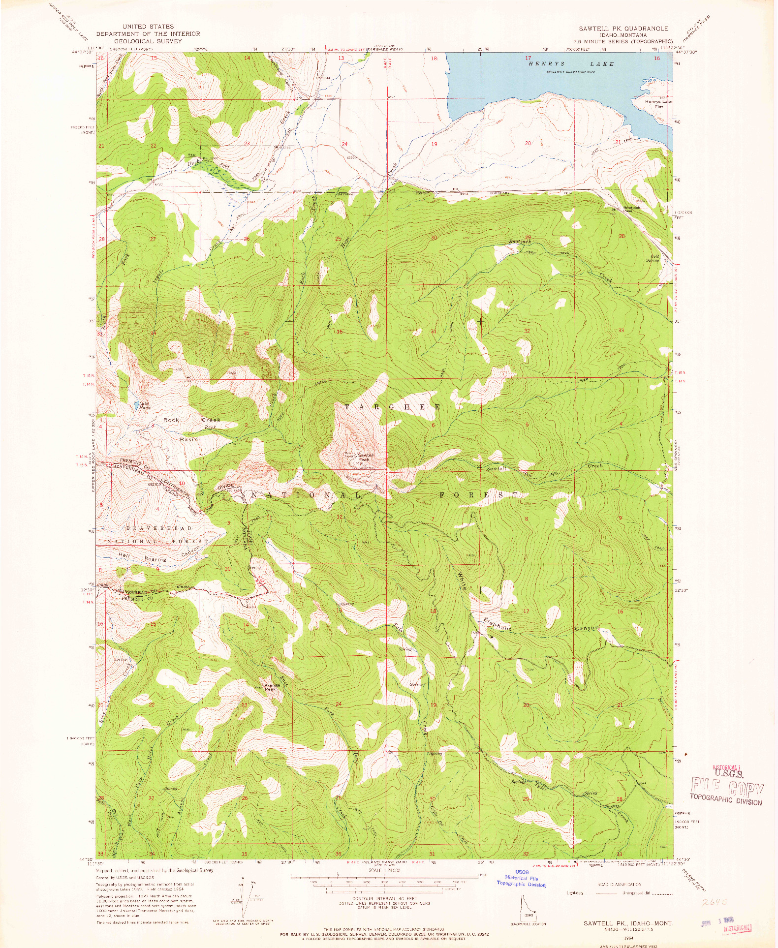 USGS 1:24000-SCALE QUADRANGLE FOR SAWTELL PK, ID 1964