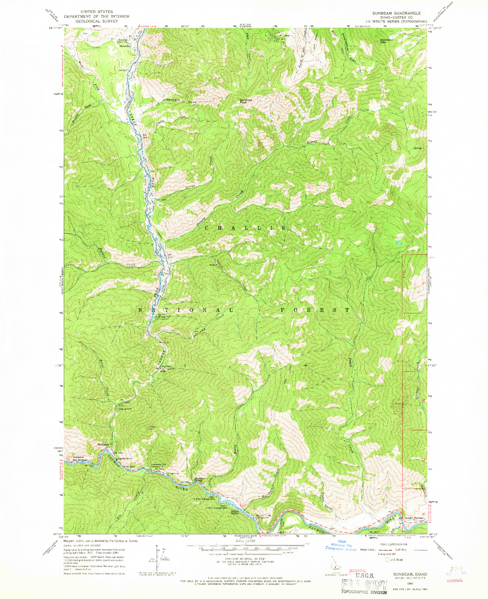 USGS 1:24000-SCALE QUADRANGLE FOR SUNBEAM, ID 1964