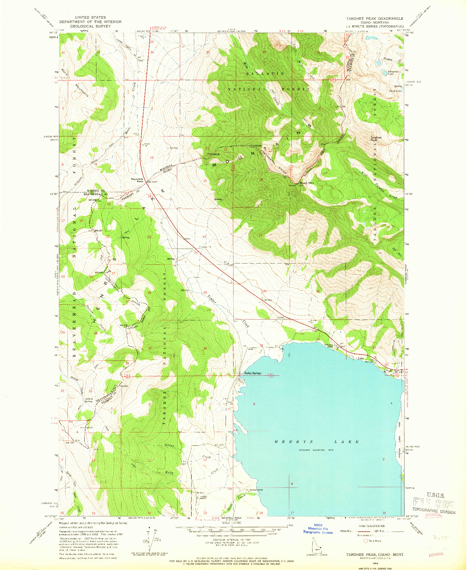 USGS 1:24000-SCALE QUADRANGLE FOR TARGHEE PEAK, ID 1964