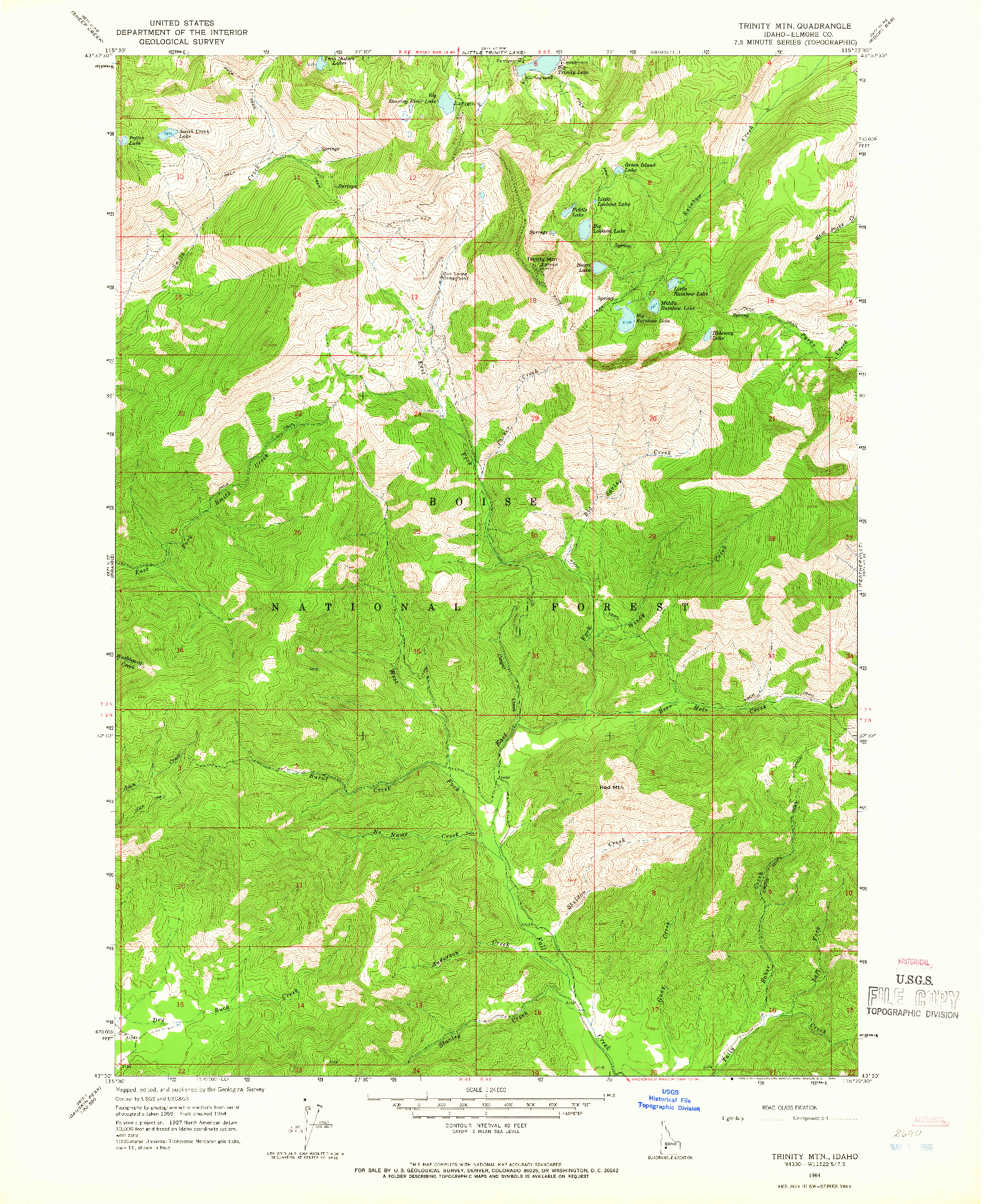 USGS 1:24000-SCALE QUADRANGLE FOR TRINITY MTN, ID 1964