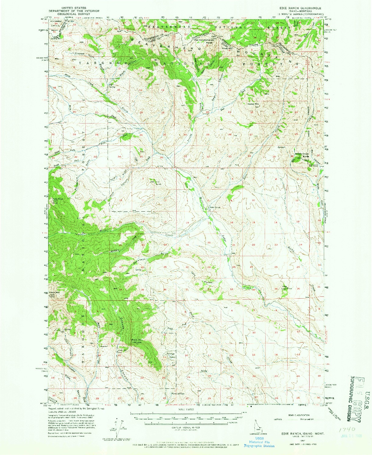 USGS 1:62500-SCALE QUADRANGLE FOR EDIE RANCH, ID 1957