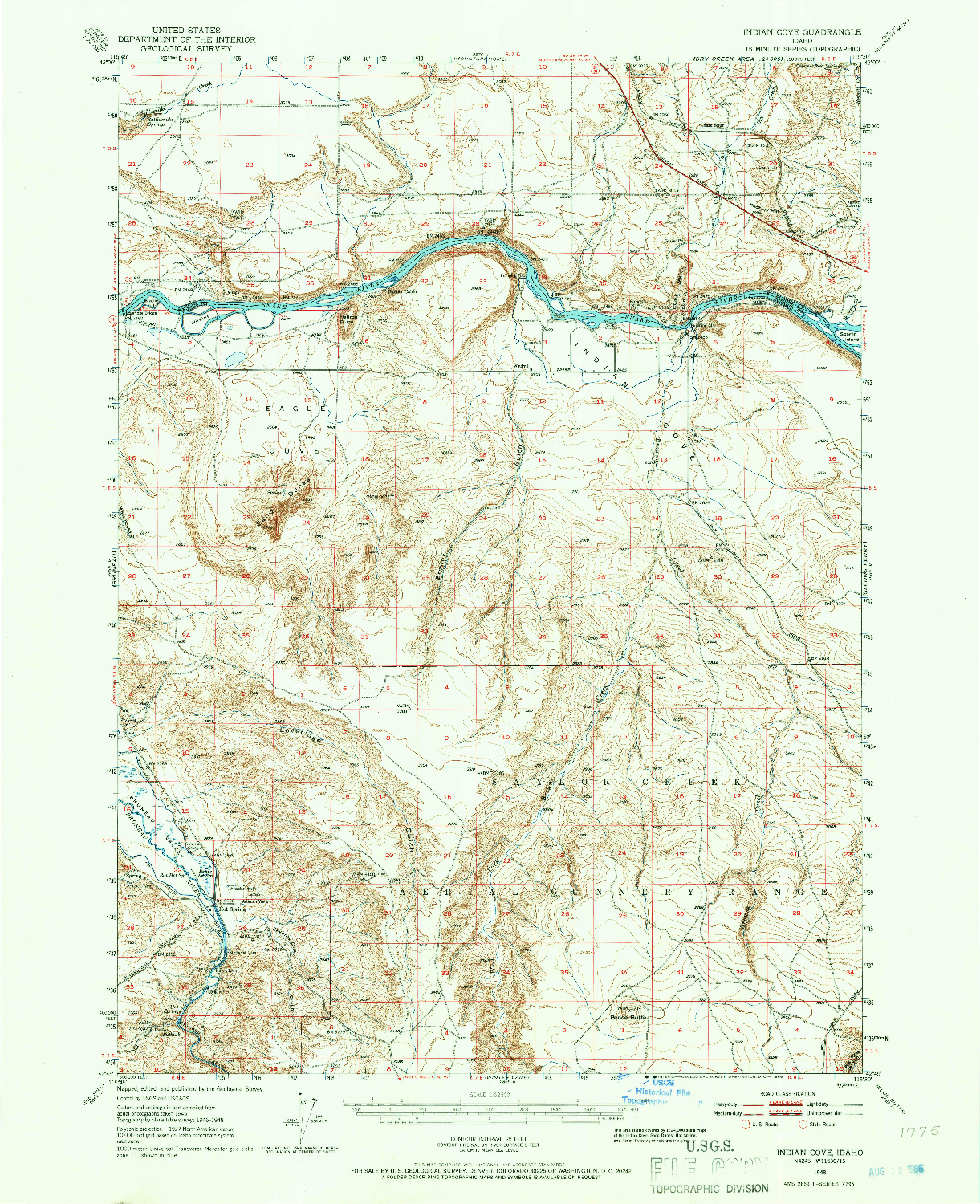 USGS 1:62500-SCALE QUADRANGLE FOR INDIAN COVE, ID 1948