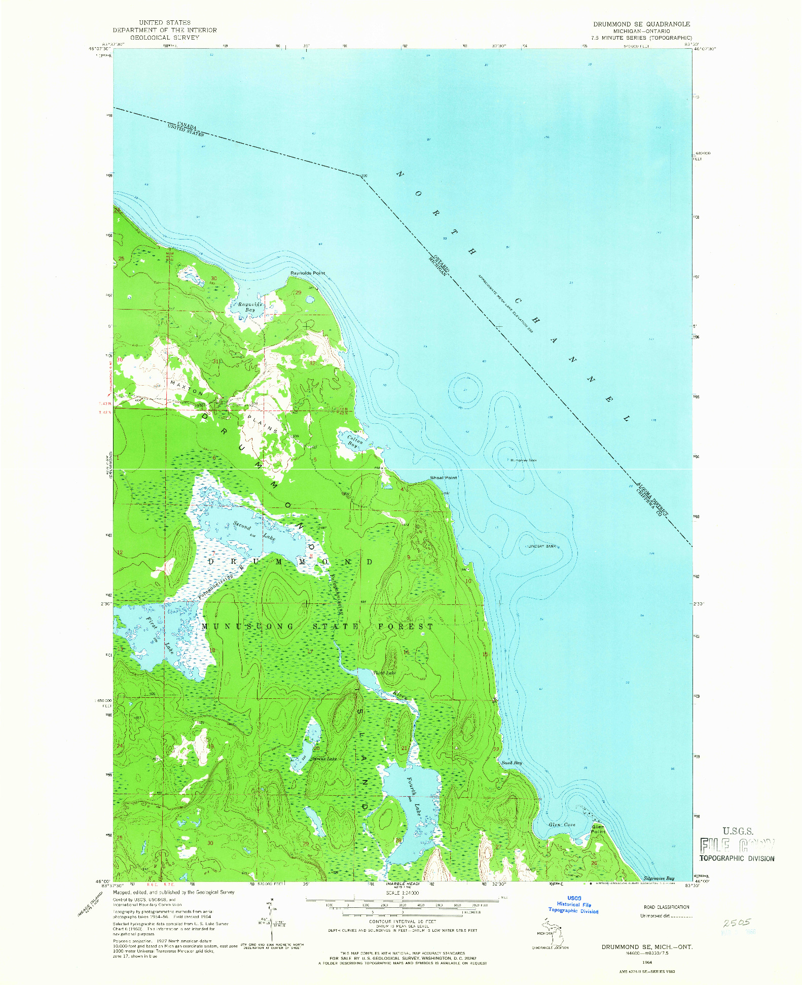 USGS 1:24000-SCALE QUADRANGLE FOR DRUMMOND SE, MI 1964