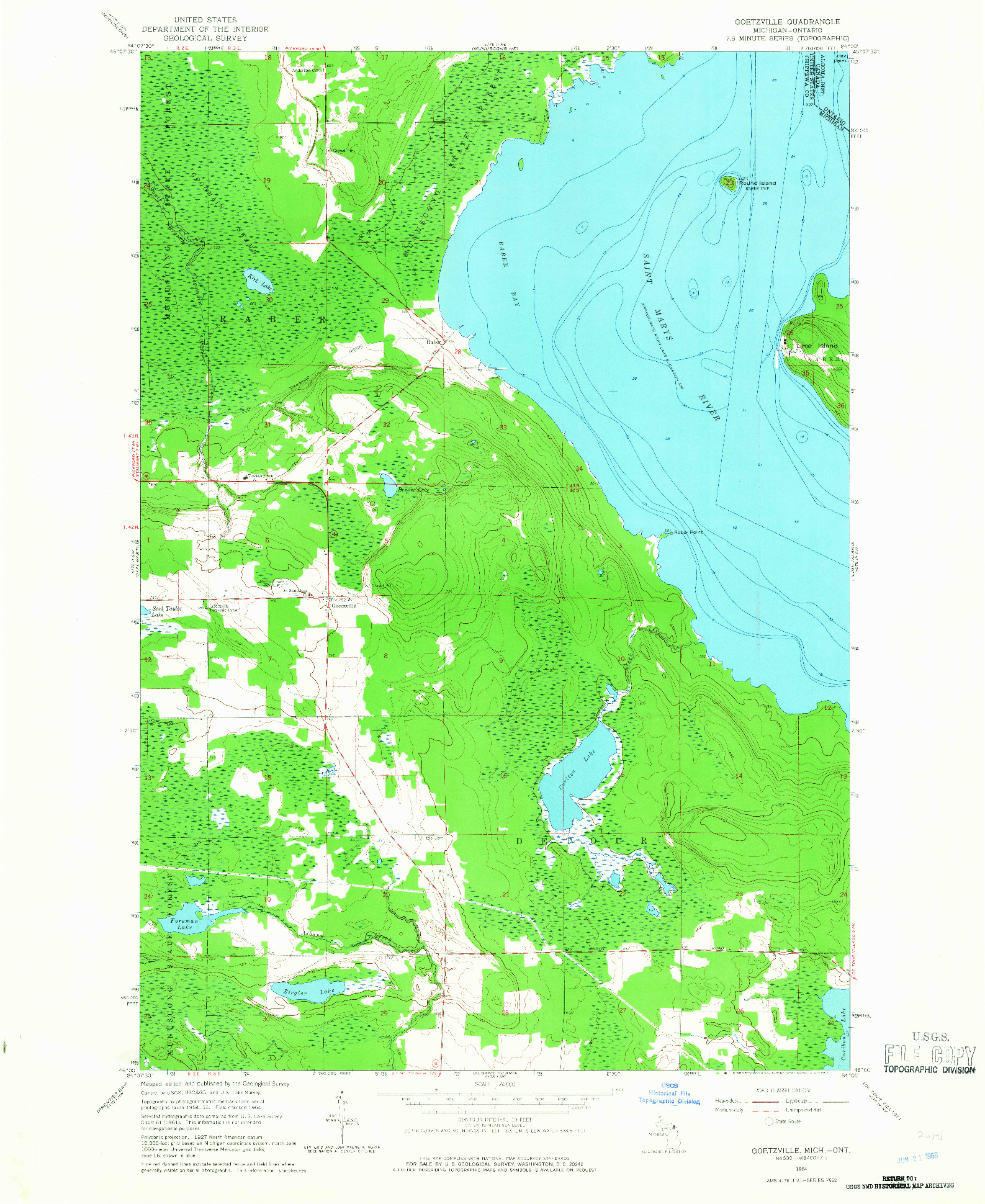 USGS 1:24000-SCALE QUADRANGLE FOR GOETZVILLE, MI 1964