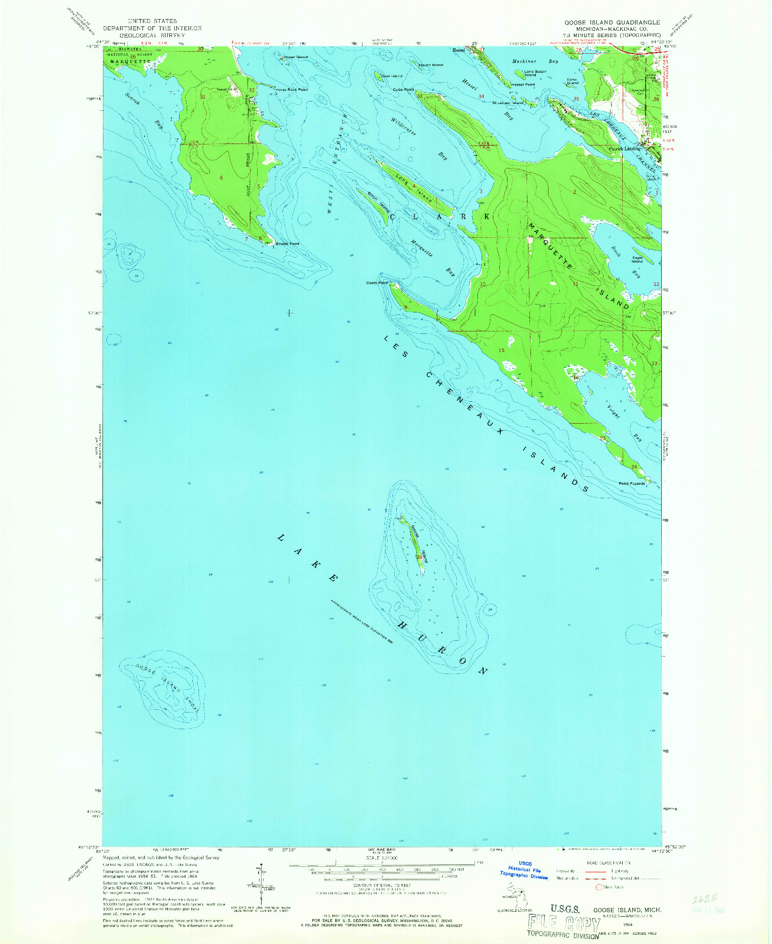 USGS 1:24000-SCALE QUADRANGLE FOR GOOSE ISLAND, MI 1964