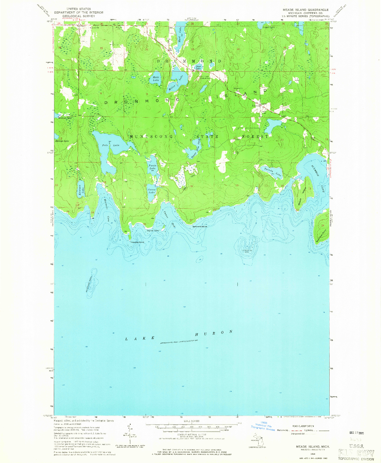 USGS 1:24000-SCALE QUADRANGLE FOR MEADE ISLAND, MI 1964