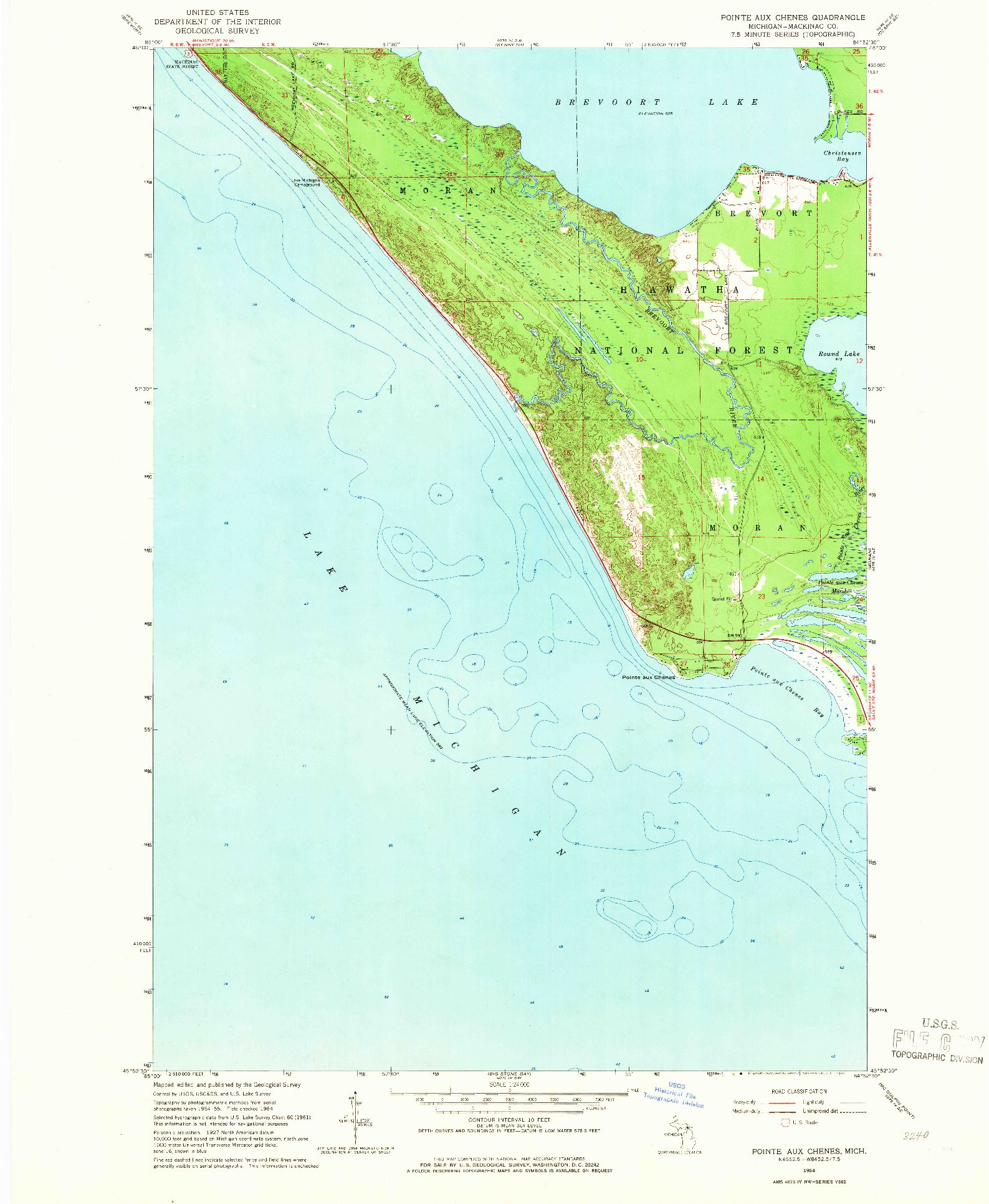 USGS 1:24000-SCALE QUADRANGLE FOR POINTE AUX CHENEX, MI 1964