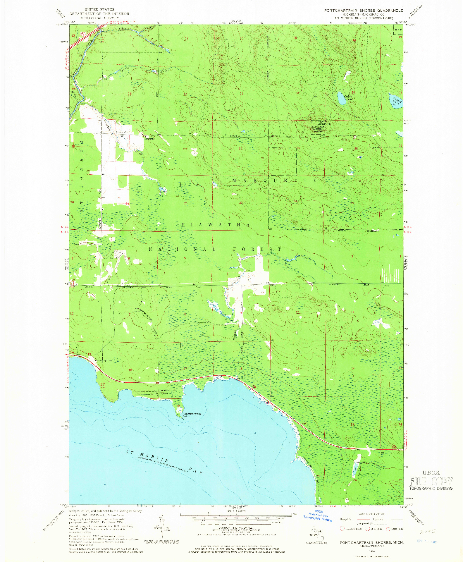 USGS 1:24000-SCALE QUADRANGLE FOR PONTCHARTRAIN SHORES, MI 1964