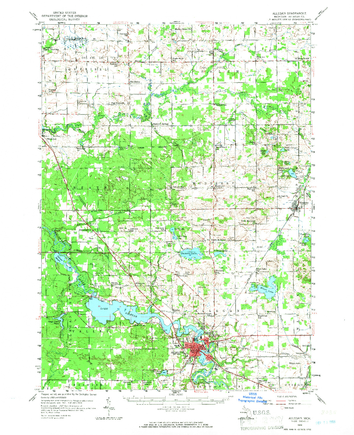 USGS 1:62500-SCALE QUADRANGLE FOR ALLEGAN, MI 1958