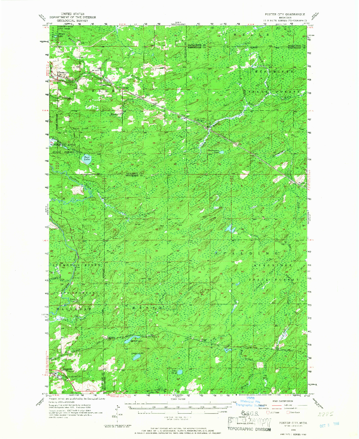 USGS 1:62500-SCALE QUADRANGLE FOR FOSTER CITY, MI 1956