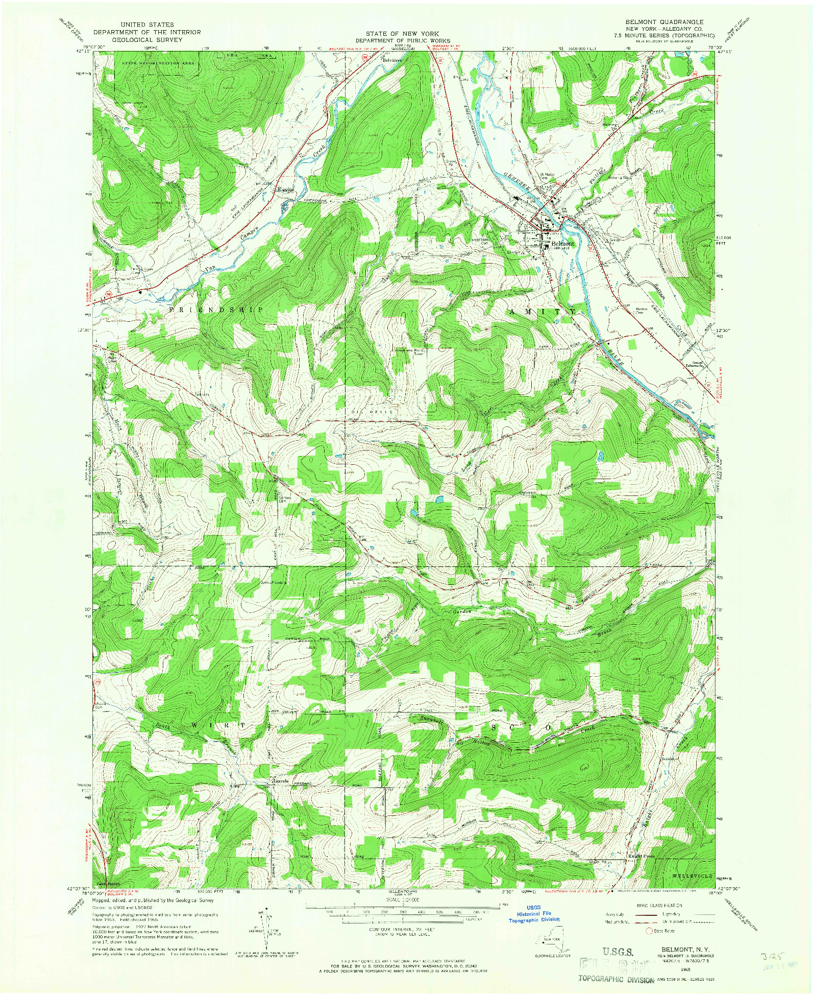 USGS 1:24000-SCALE QUADRANGLE FOR BELMONT, NY 1965