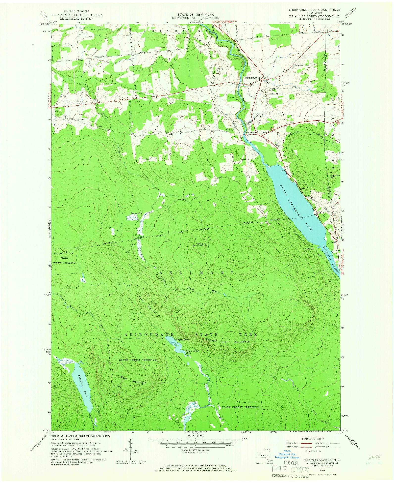 USGS 1:24000-SCALE QUADRANGLE FOR BRAINARDSVILLE, NY 1964