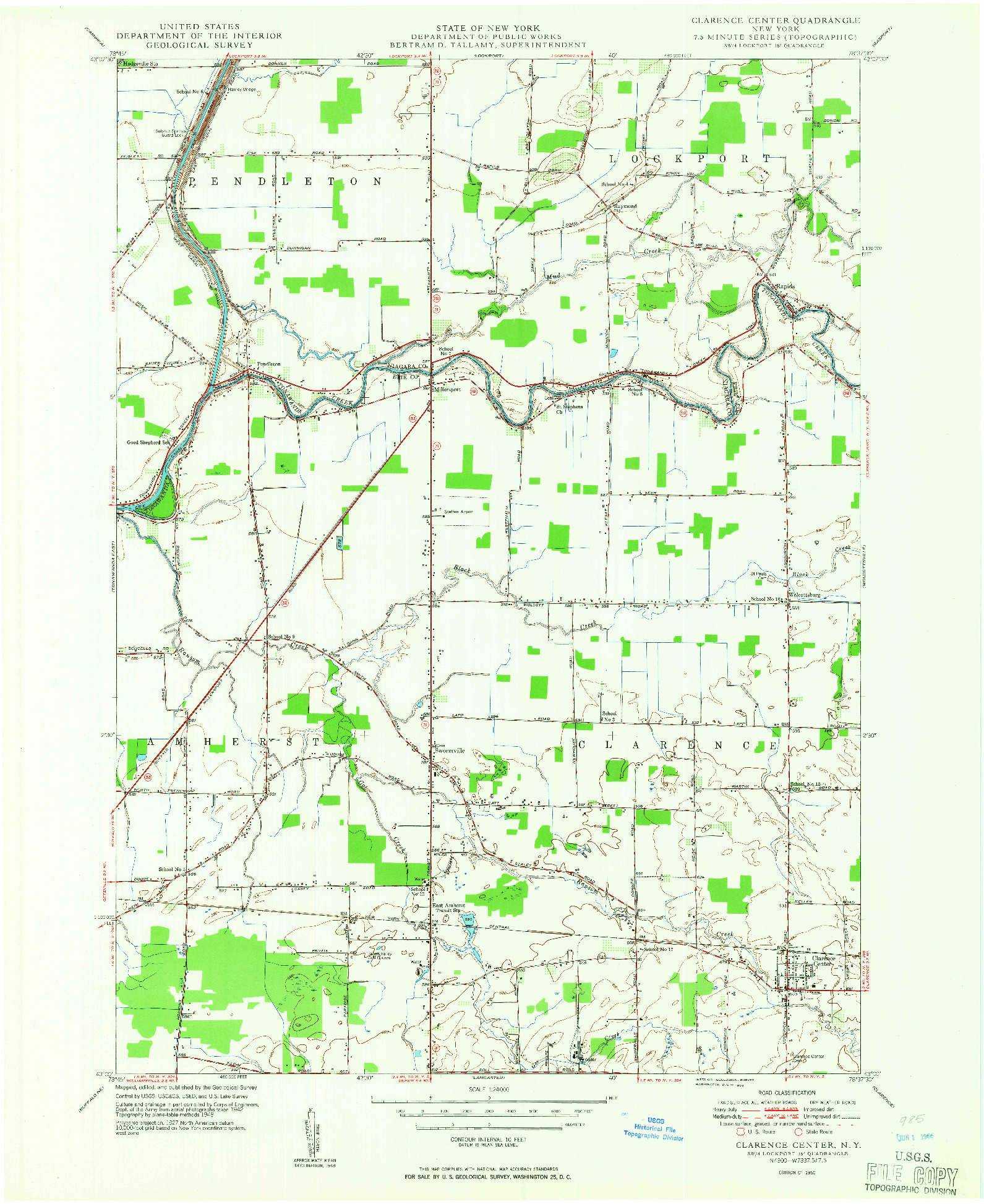 USGS 1:24000-SCALE QUADRANGLE FOR CLARENCE CENTER, NY 1950