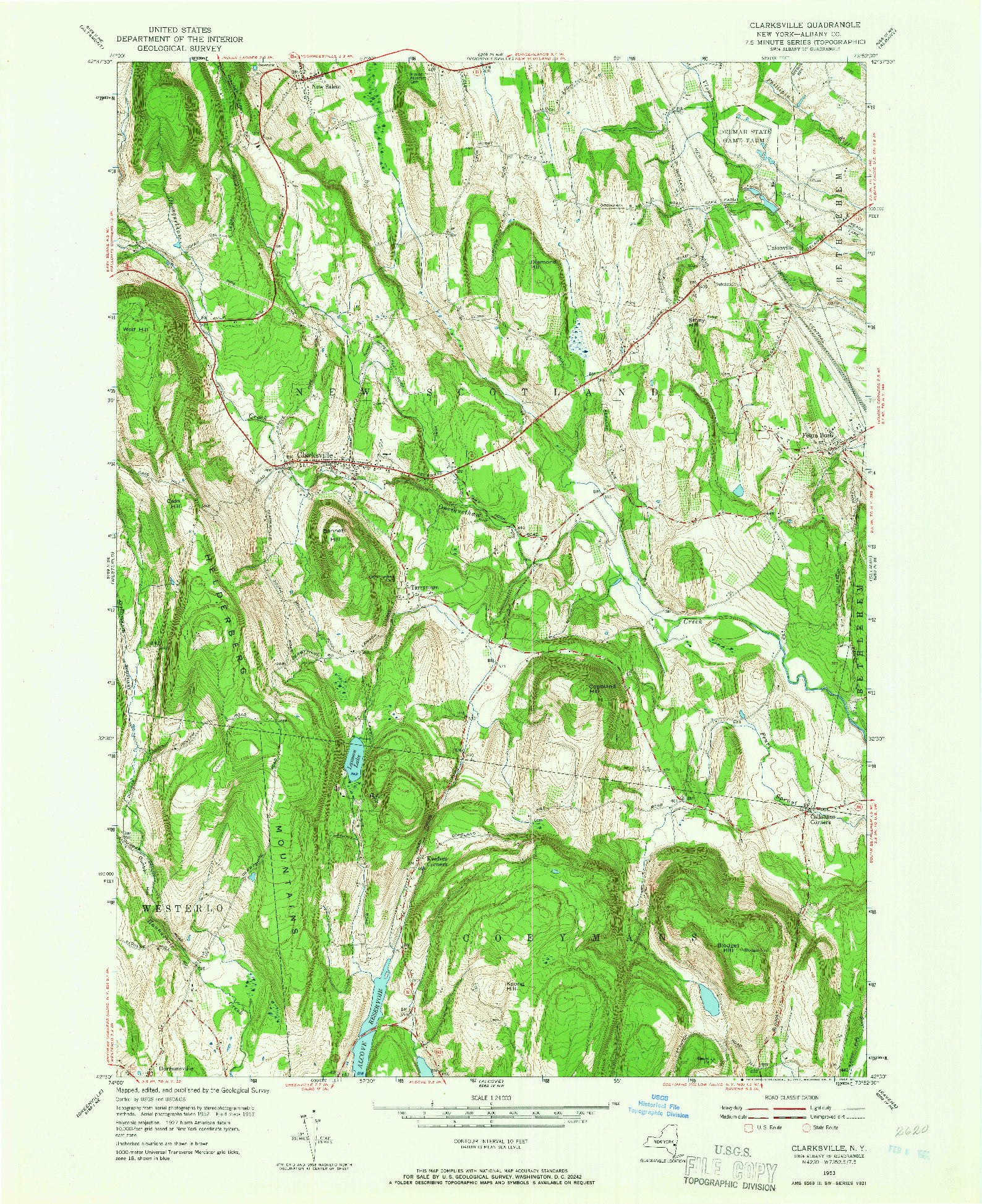 USGS 1:24000-SCALE QUADRANGLE FOR CLARKSVILLE, NY 1953