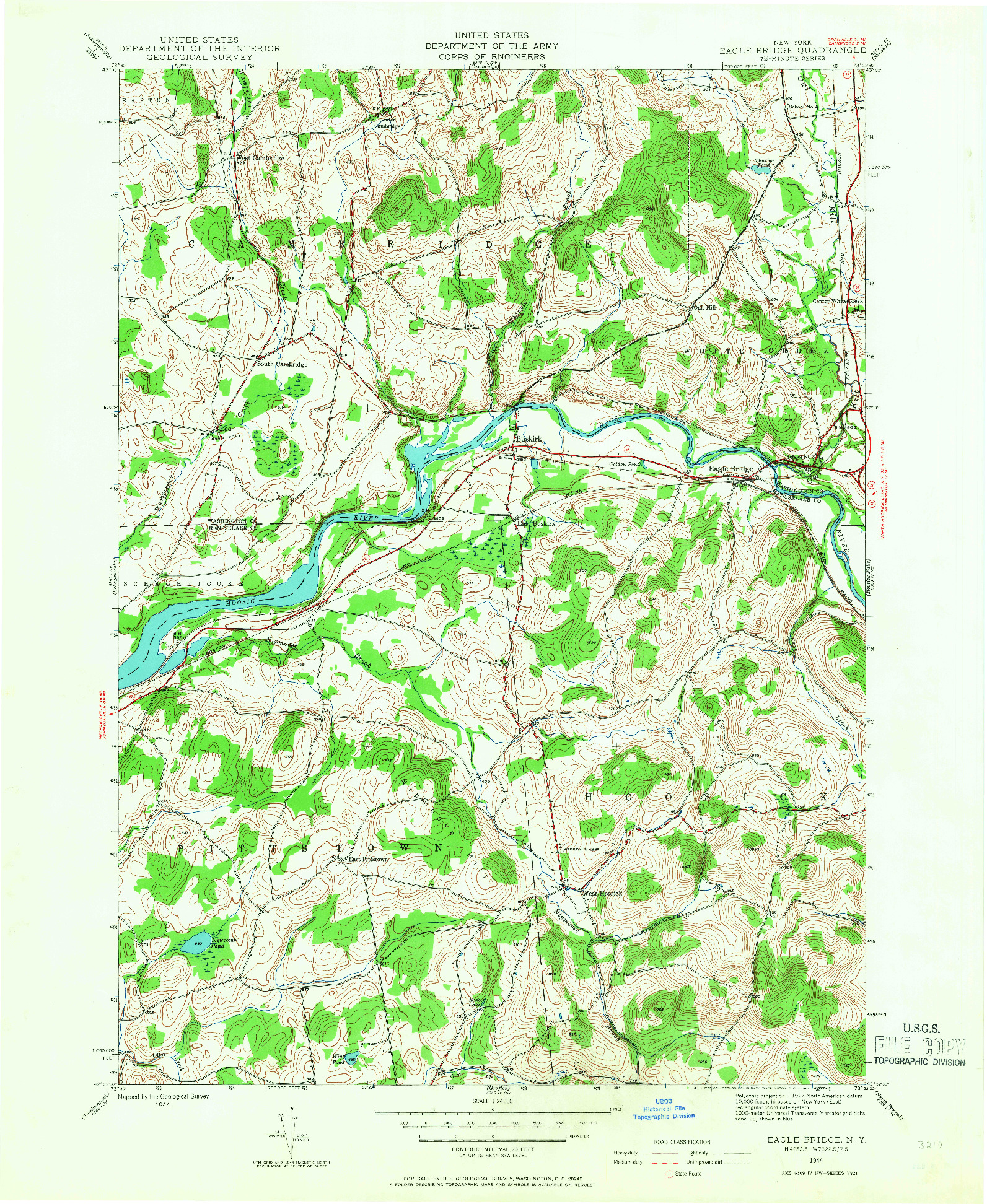 USGS 1:24000-SCALE QUADRANGLE FOR EAGLE BRIDGE, NY 1944