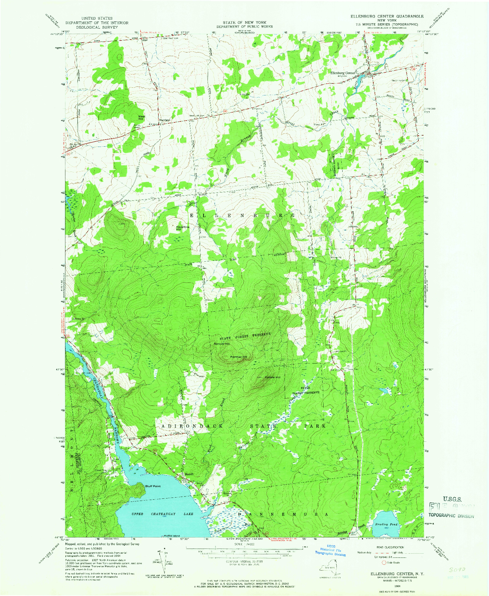 USGS 1:24000-SCALE QUADRANGLE FOR ELLENBURG CENTER, NY 1964