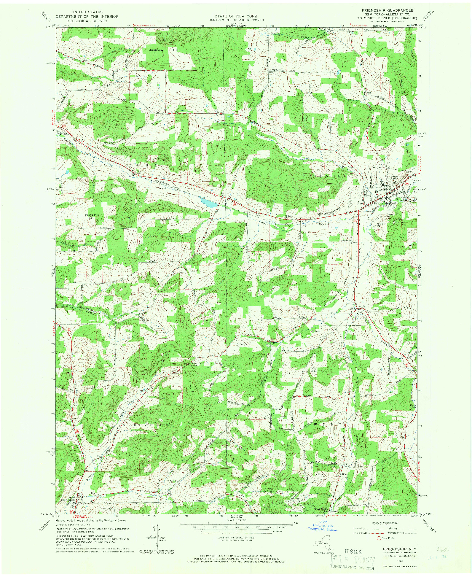 USGS 1:24000-SCALE QUADRANGLE FOR FRIENDSHIP, NY 1965