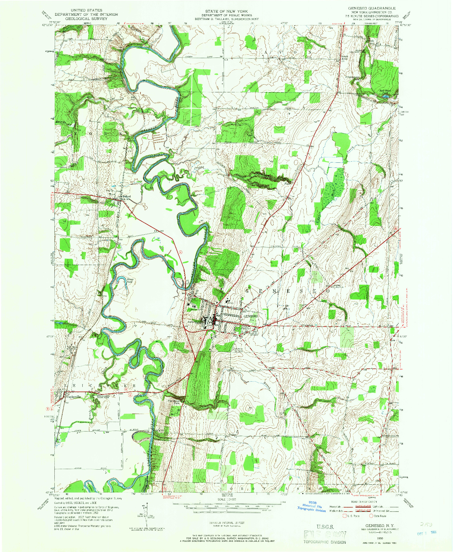 USGS 1:24000-SCALE QUADRANGLE FOR GENESEO, NY 1950