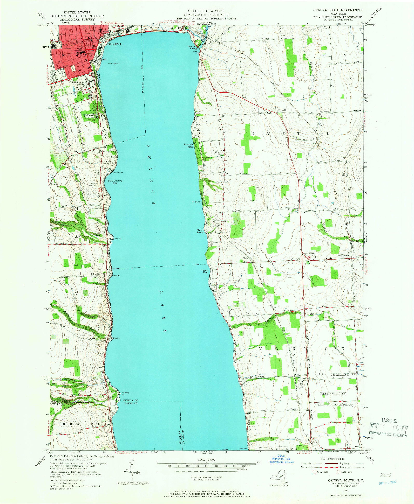 USGS 1:24000-SCALE QUADRANGLE FOR GENEVA SOUTH, NY 1953