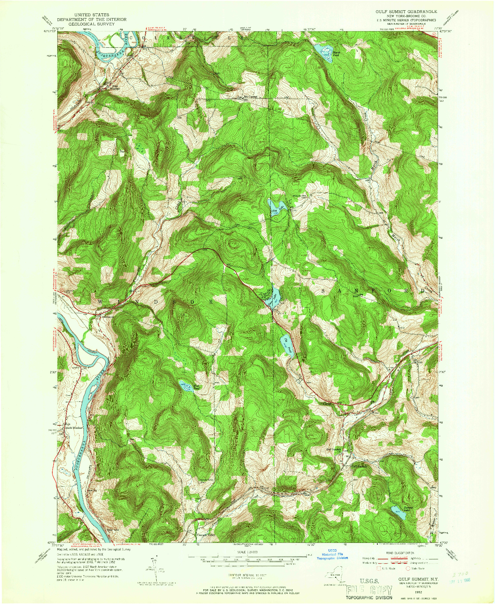 USGS 1:24000-SCALE QUADRANGLE FOR GULF SUMMIT, NY 1952