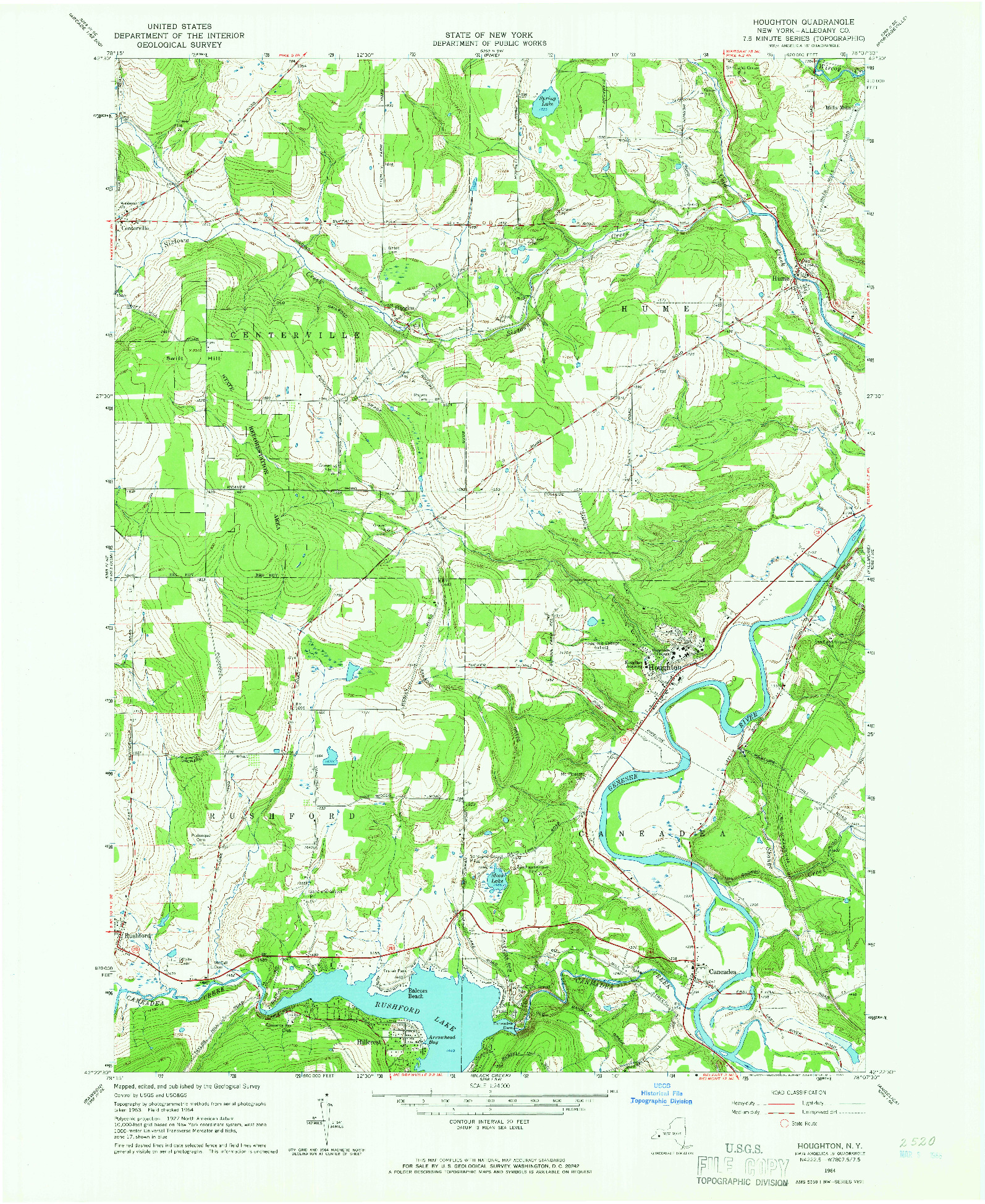 USGS 1:24000-SCALE QUADRANGLE FOR HOUGHTON, NY 1964