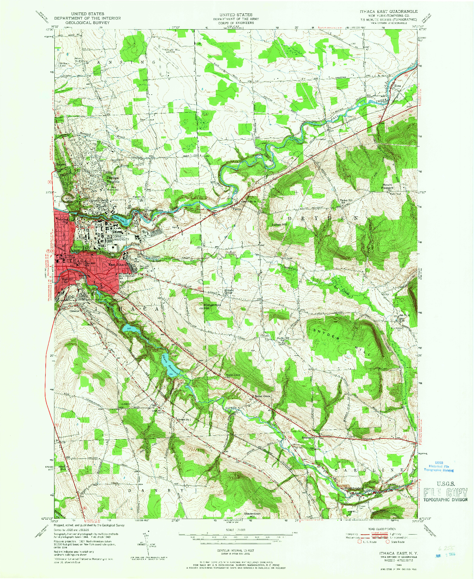 USGS 1:24000-SCALE QUADRANGLE FOR ITHACA EAST, NY 1949