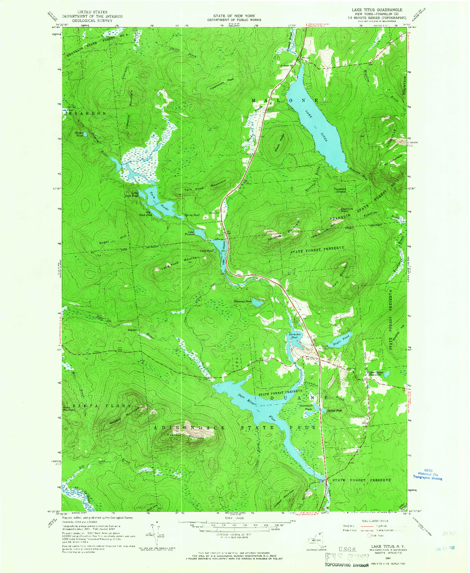 USGS 1:24000-SCALE QUADRANGLE FOR LAKE TITUS, NY 1964