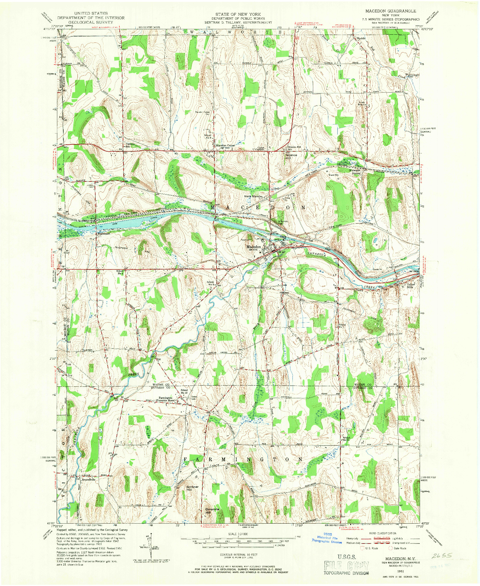 USGS 1:24000-SCALE QUADRANGLE FOR MACEDON, NY 1951