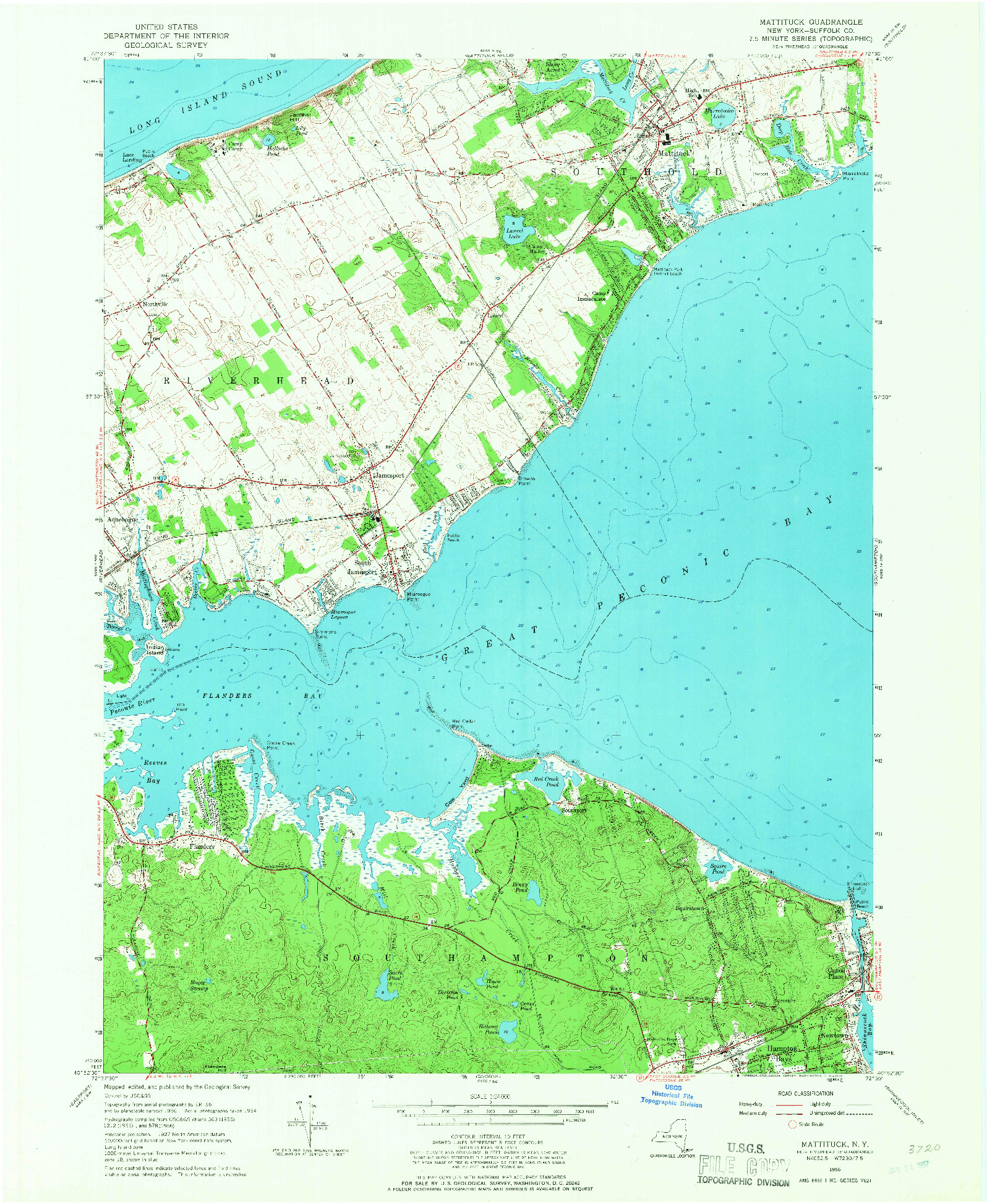 USGS 1:24000-SCALE QUADRANGLE FOR MATTITUCK, NY 1956