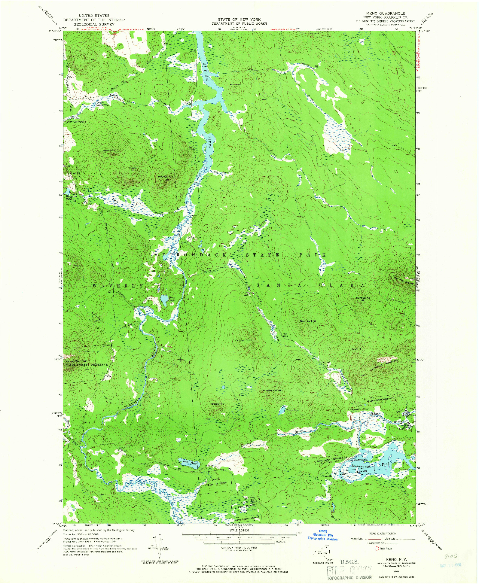 USGS 1:24000-SCALE QUADRANGLE FOR MENO, NY 1964