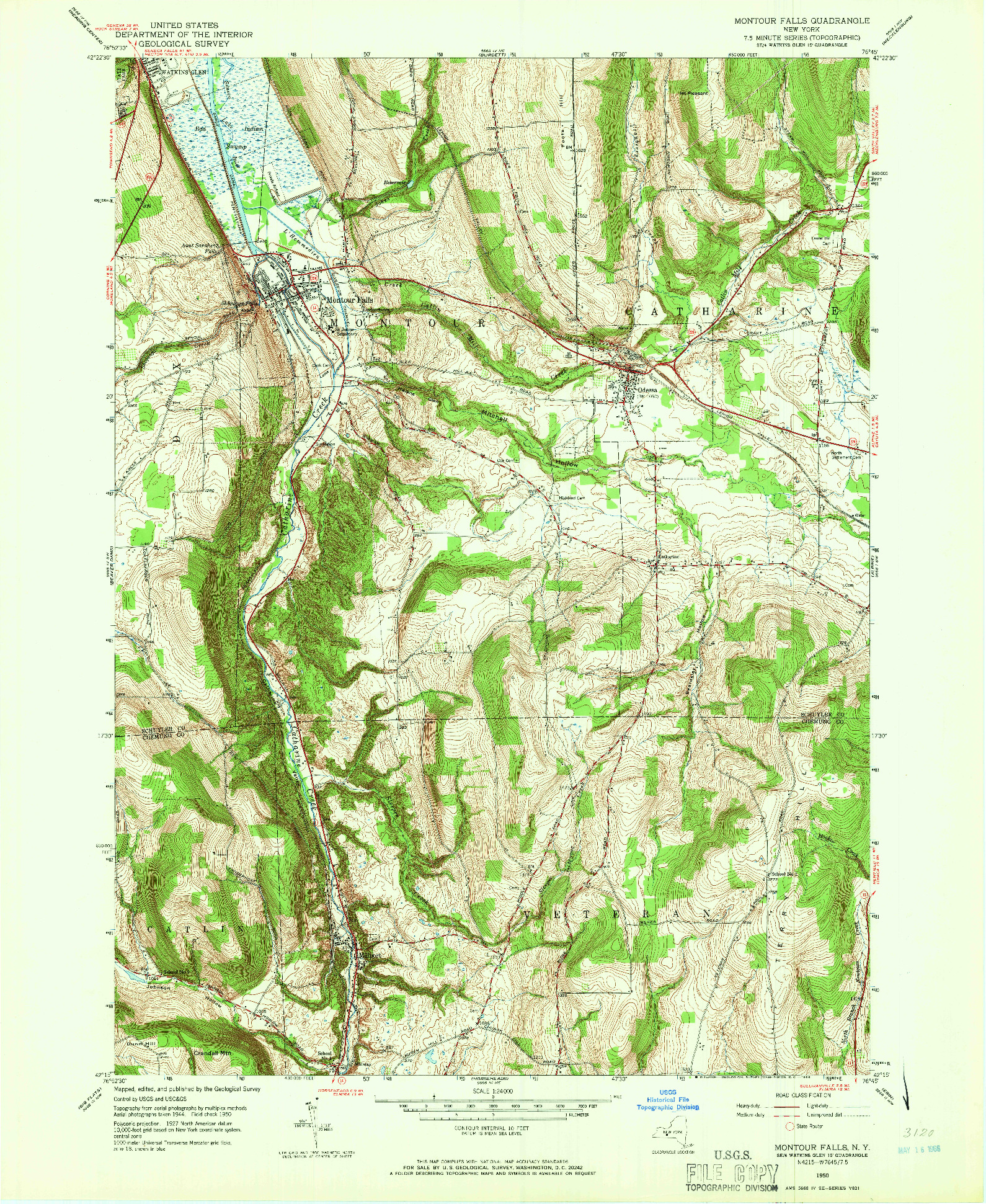 USGS 1:24000-SCALE QUADRANGLE FOR MONTOUR FALLS, NY 1950