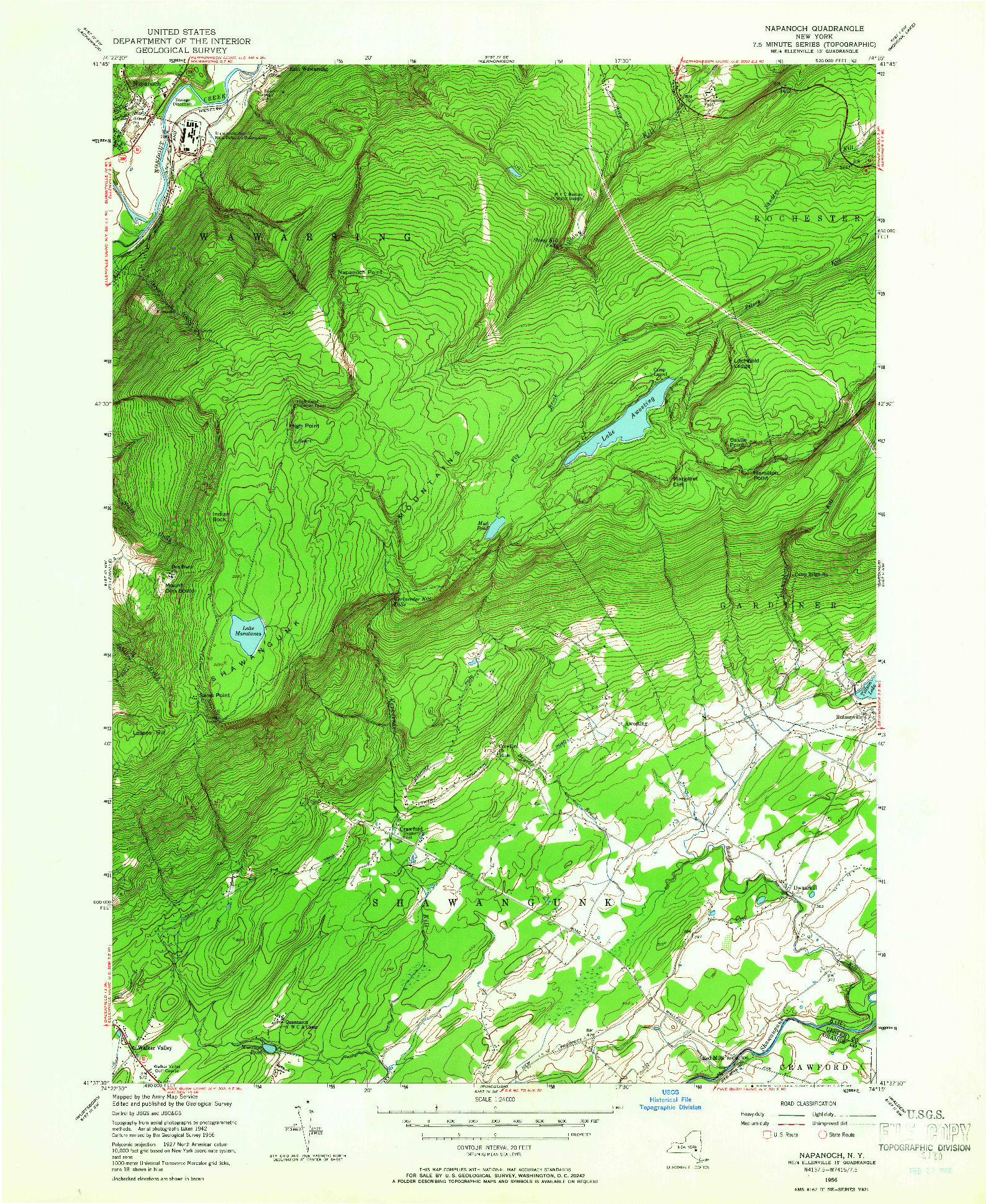 USGS 1:24000-SCALE QUADRANGLE FOR NAPANOCH, NY 1956