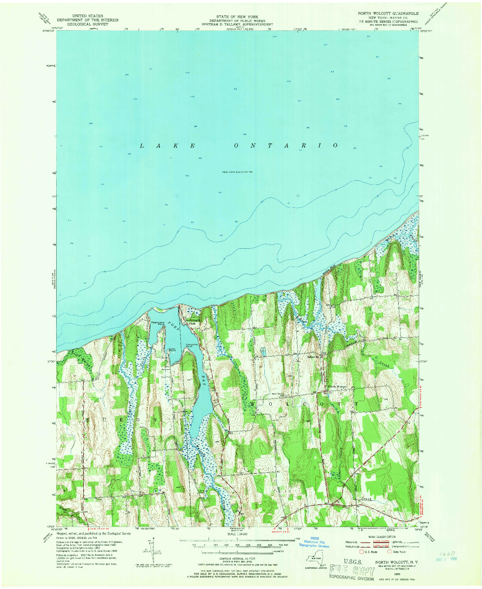 USGS 1:24000-SCALE QUADRANGLE FOR NORTH WOLCOTT, NY 1953