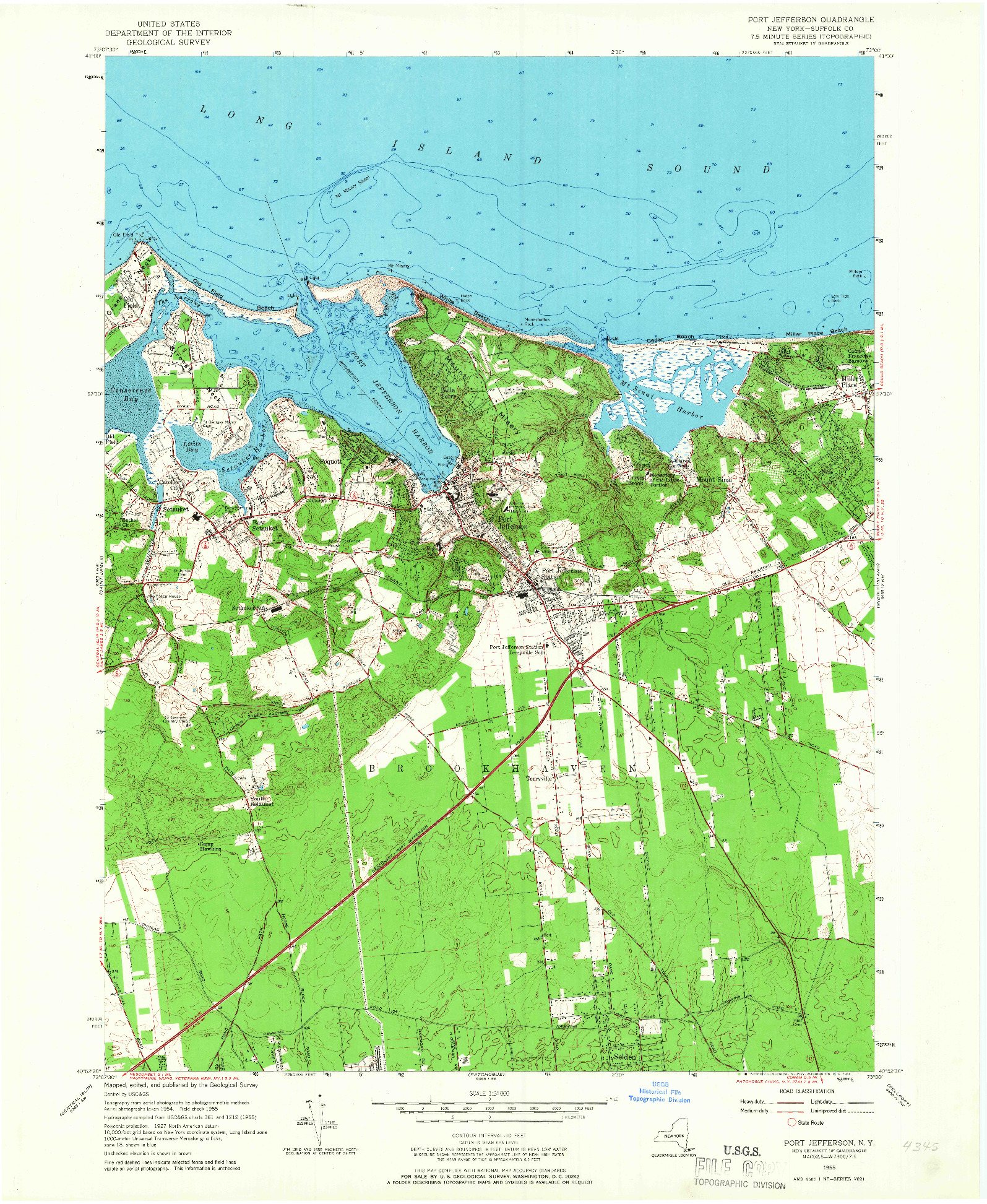 USGS 1:24000-SCALE QUADRANGLE FOR PORT JEFFERSON, NY 1955