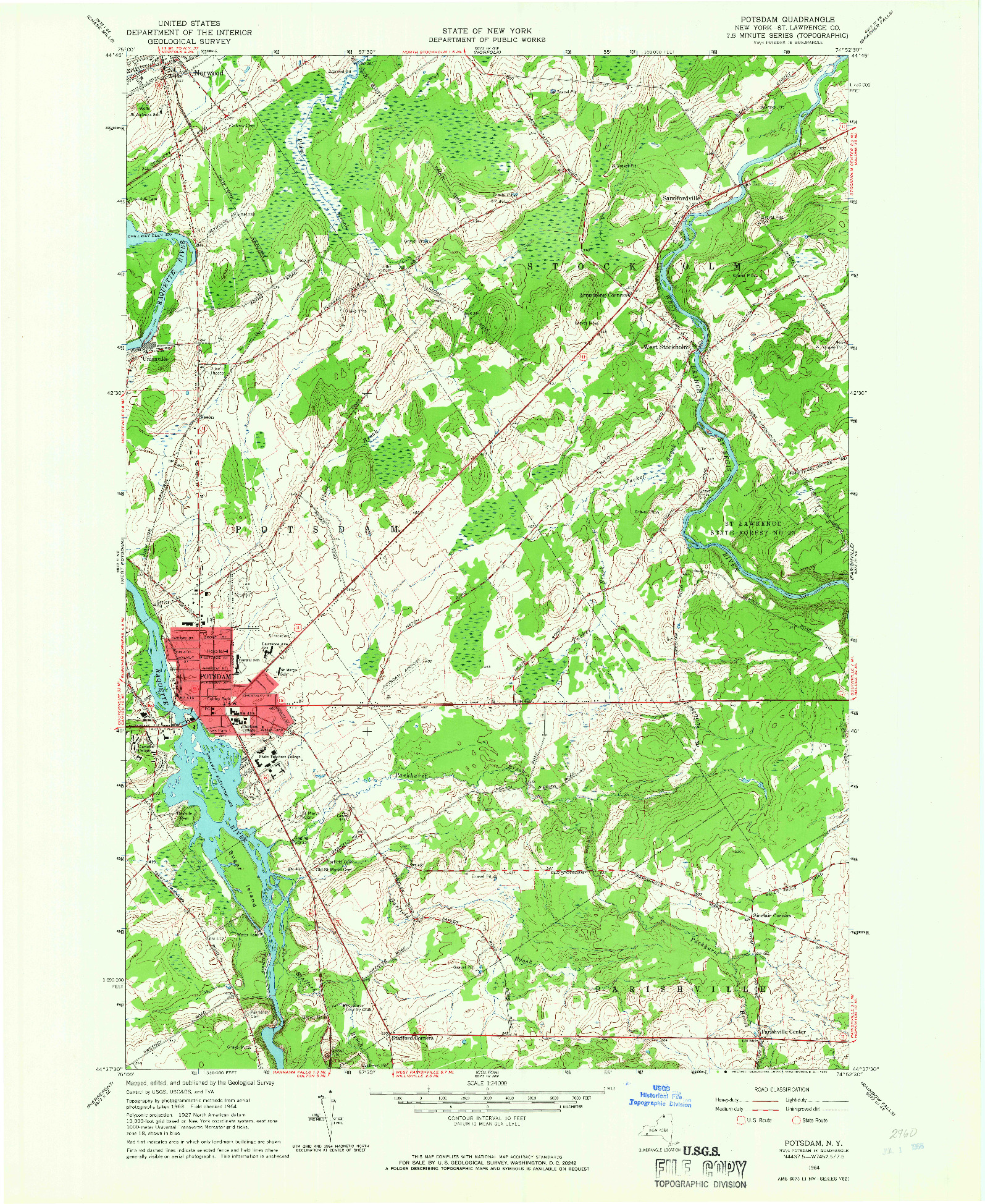 USGS 1:24000-SCALE QUADRANGLE FOR POTSDAM, NY 1964