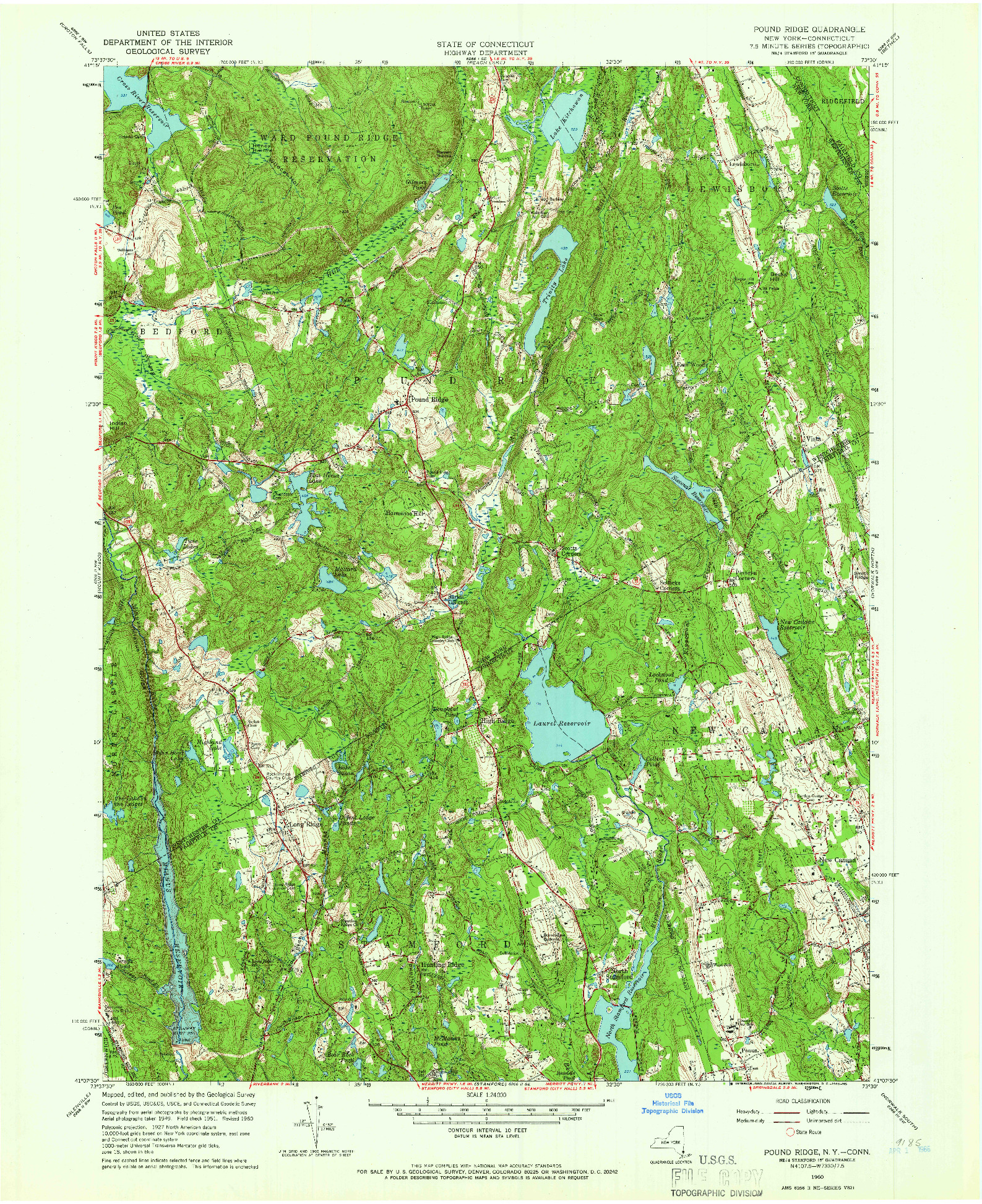 USGS 1:24000-SCALE QUADRANGLE FOR POUND RIDGE, NY 1960
