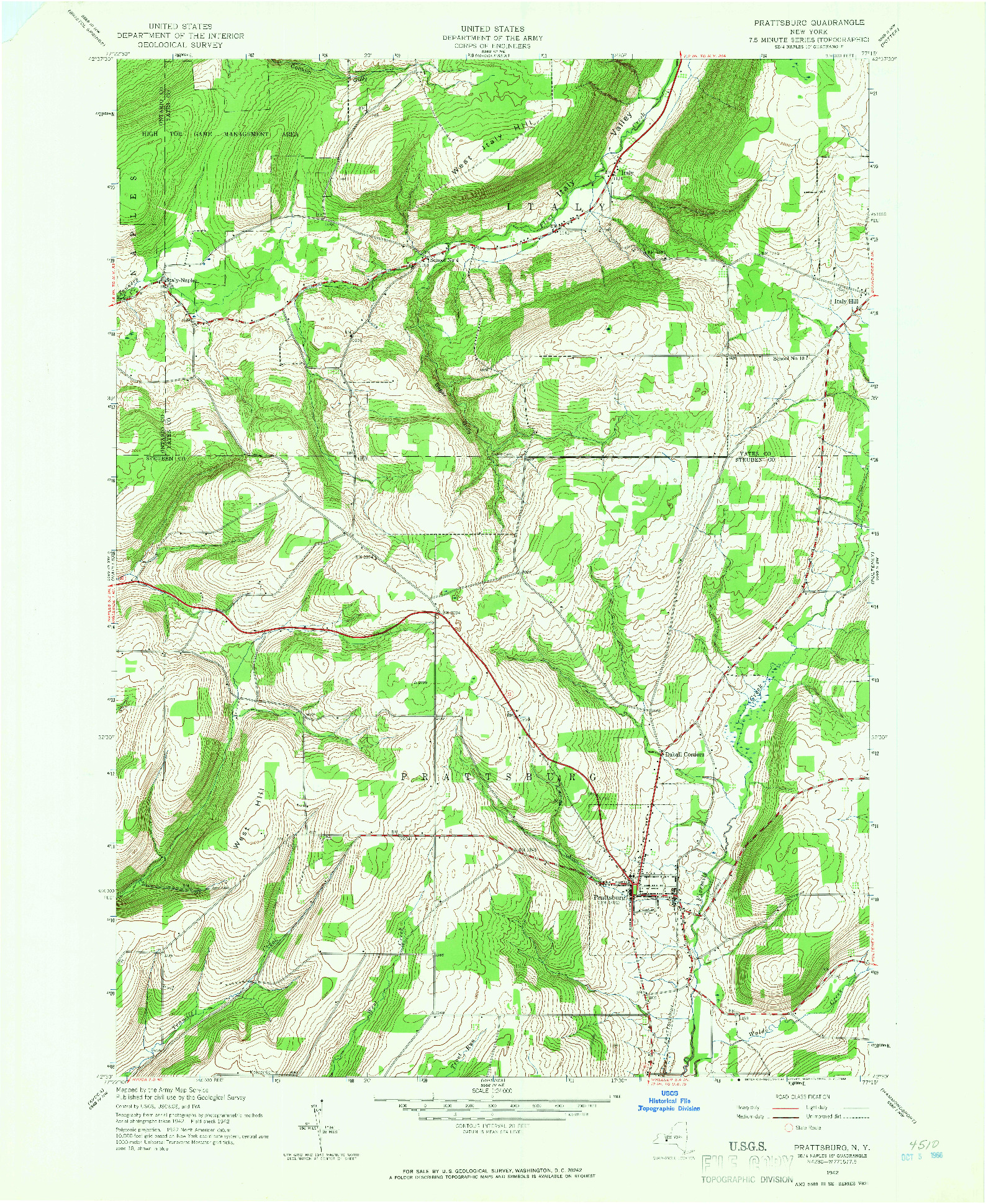 USGS 1:24000-SCALE QUADRANGLE FOR PRATTSBURG, NY 1942