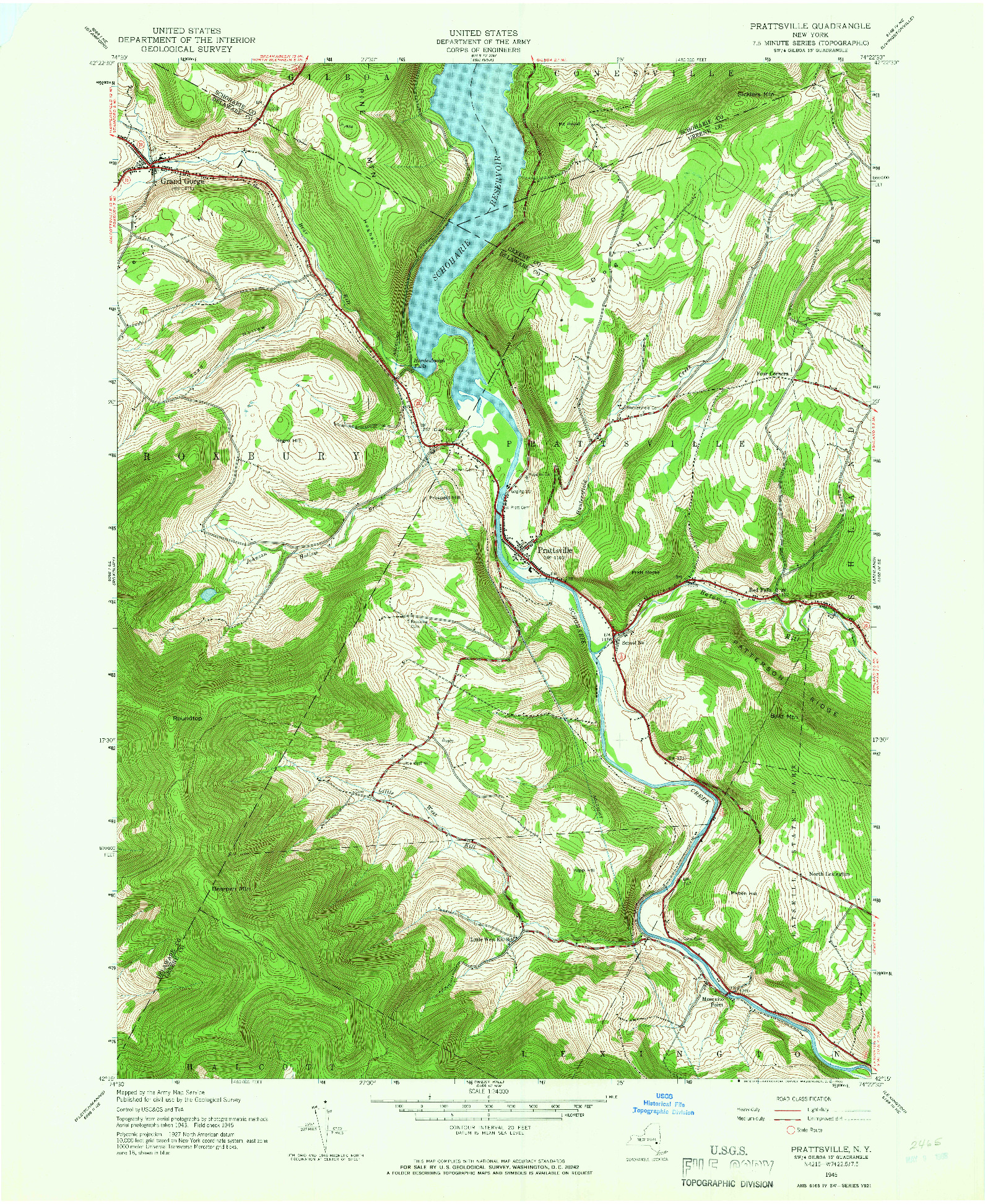 USGS 1:24000-SCALE QUADRANGLE FOR PRATTSVILLE, NY 1945