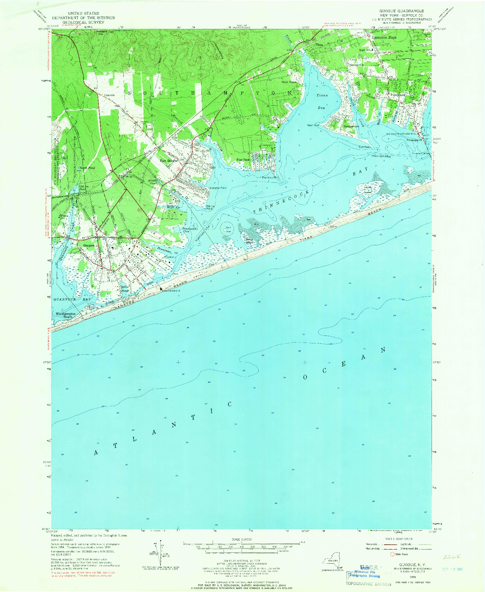 USGS 1:24000-SCALE QUADRANGLE FOR QUOGUE, NY 1956